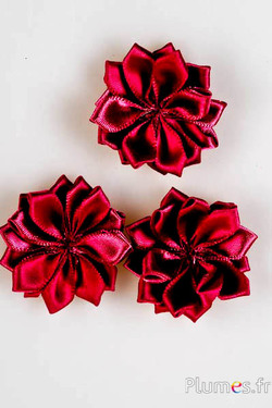 Fleurs en Satin - diam. 3 cm - bordeaux